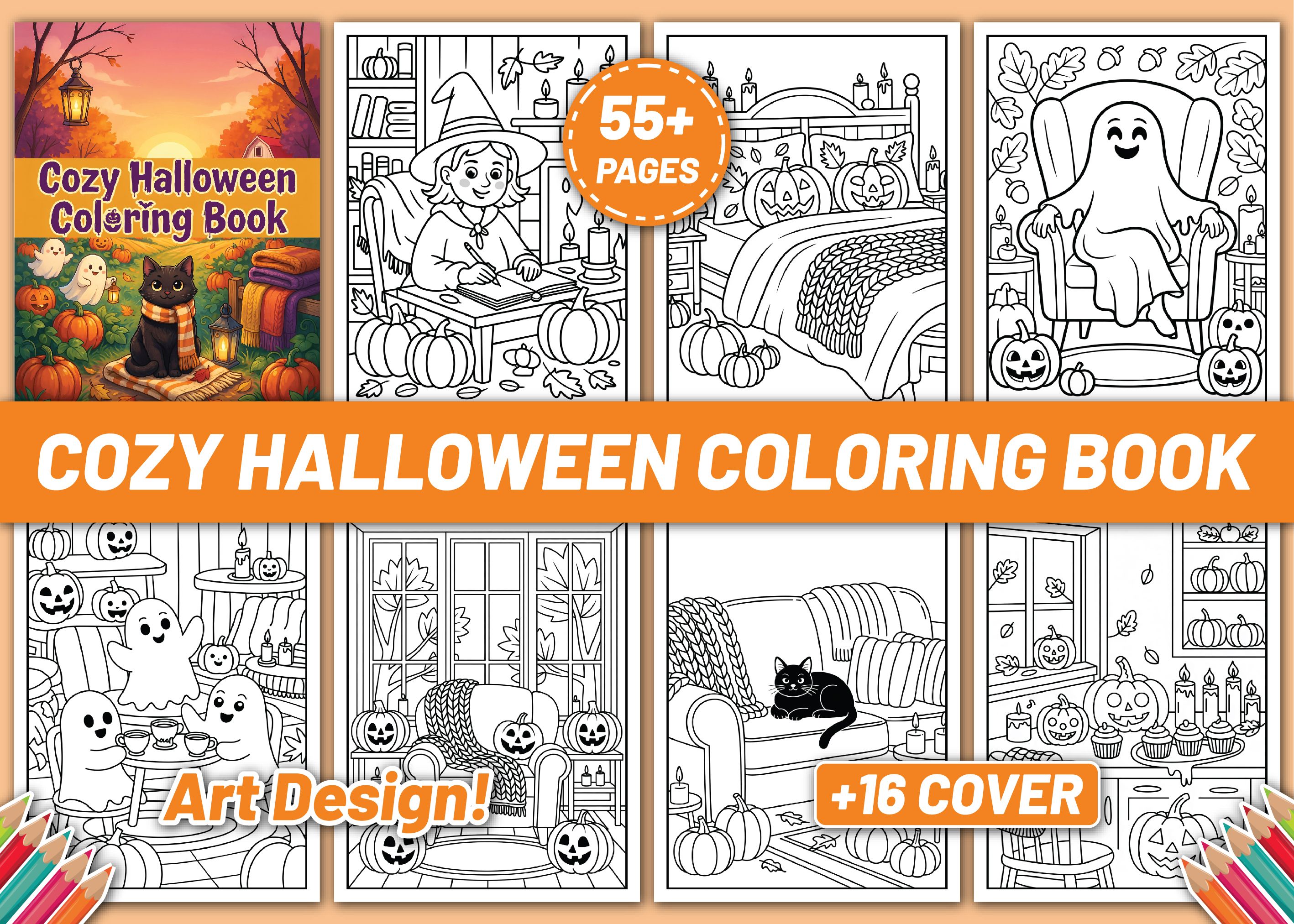 Printable Cozy Halloween Coloring Book
