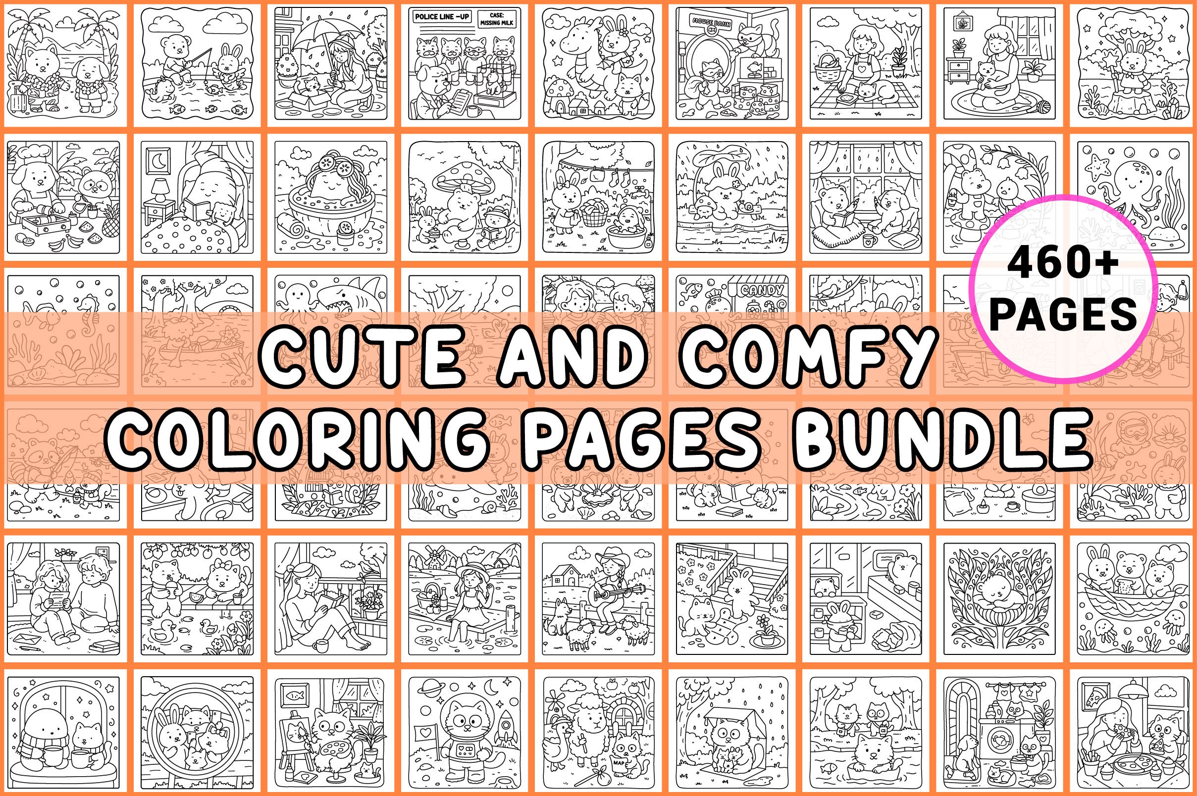 Cute and Comfy Coloring Pages Bundle