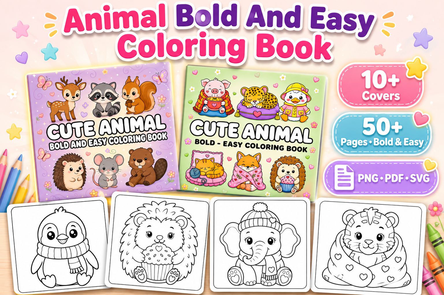 Animal Coloring Book Bold and Easy