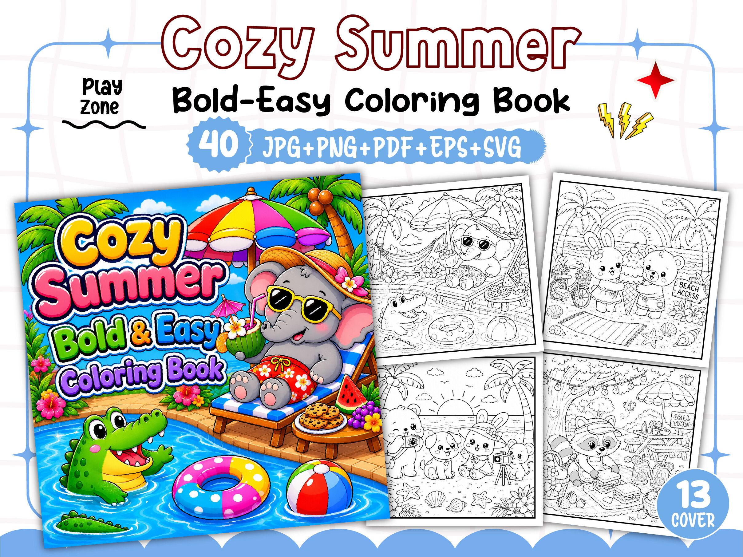 Bold and Easy Cozy Summer Coloring Book