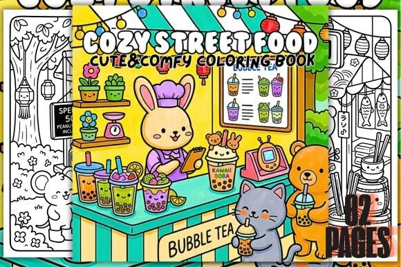 Cozy StreetFood Cute&Comfy Coloring Book