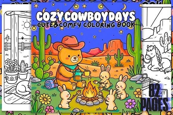 Cozy Cowboy Days Cute&Comfy Coloring Boo